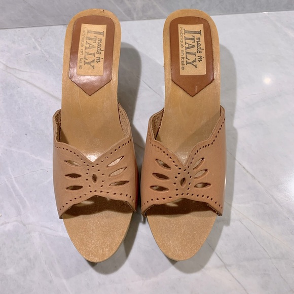 Vintage Italian leather heeled sandals size 7.5 - Picture 2 of 8